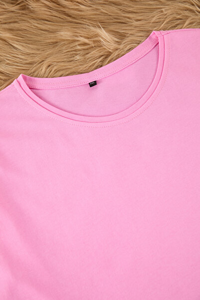 Trendyol Curve Pink Crew Neck Knitted Pajamas Set Tbbss22Pt0567