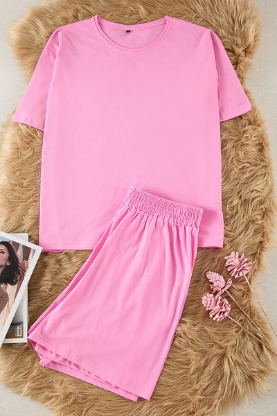 Trendyol Curve Pink Crew Neck Knitted Pajamas Set Tbbss22Pt0567