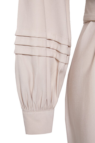 Trendyol Modest Πέτρινο πουκάμισο με γιακά υφαντό φόρεμα TCTSS25EB00003