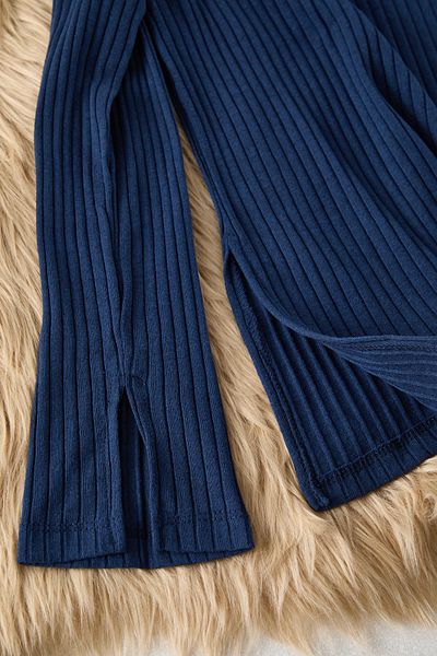 Trendyol Collection Navy Blue Ribbed Knitted Pajamas Set Thmaw25Pt00241