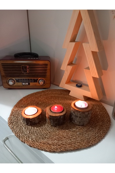 Ahşap Ağaç kütük mumluk