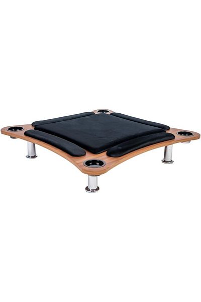 ALBADER Floor Wooden Ploot Play Cards Game Table Med-Size, Curved Wood Baloot Table 80 * 80 CM