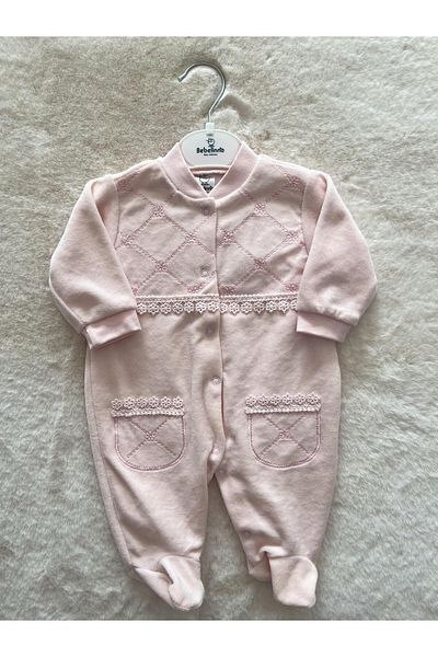 Bebelinna Velvet Girls Jumpsuit with Pocket Lace