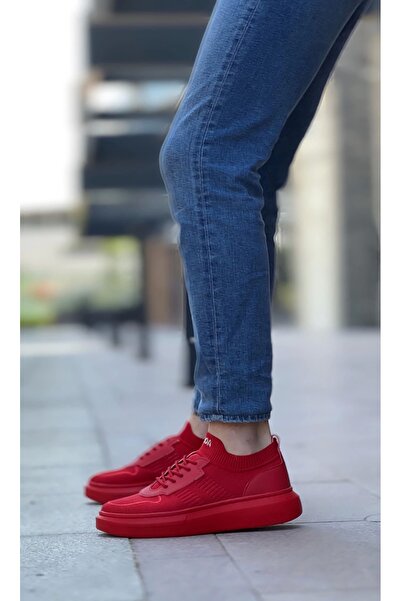 Genel Markalar BA0812 Özel Örme Triko Tarz Kırmızı Renk Spor Ayakkabı