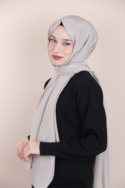 PİRAMİT Dark Beige Pyramid Monogram Shawl