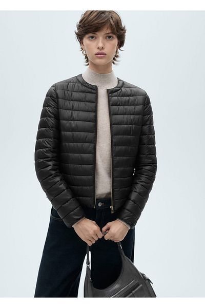 MANGO Woman Short Quilted Anorak with Pockets