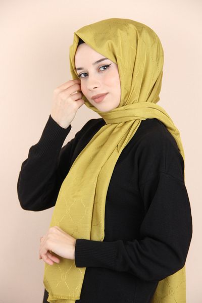 PİRAMİT Oil Green Pyramid Monogram Shawl