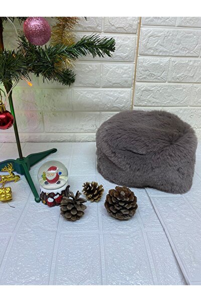 sema aksesuar New Year's New Year's Christmas Gift Anthracite Furry Plush Heart Hat Winter Faux Fur