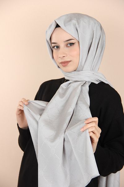 PİRAMİT Ice Gray Pyramid Monogram Shawl