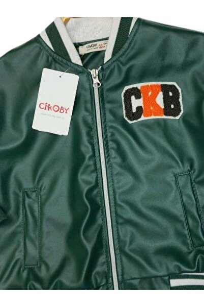 Çikoby Момчешко палто с подплата от трико и кожени детайли