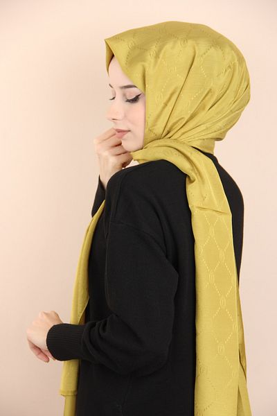 PİRAMİT Oil Green Pyramid Monogram Shawl
