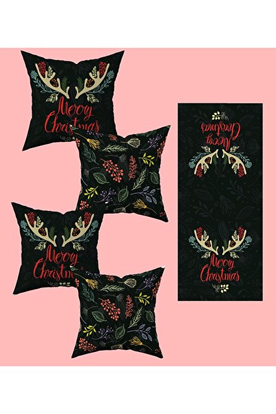 Şah Dekor Коледна тематика - Комплект от 4 възглавници и пътека с весели шарк...