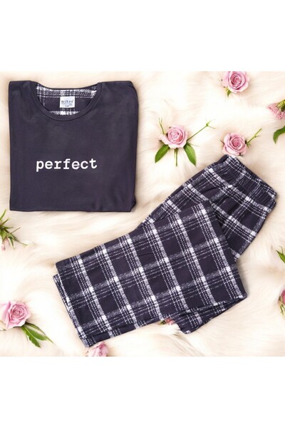 Mihra 14102-8 Black Plaid Thermal Pajamas Set