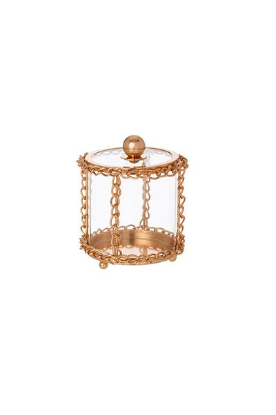 Dania A glass plate with gold metal chains for sweets and multi-use decoration