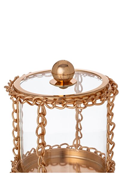 Dania A glass plate with gold metal chains for sweets and multi-use decoration