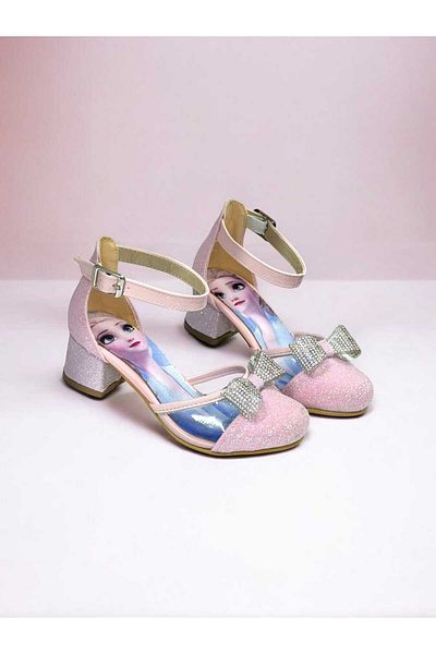 PATİK BEBE Girl's Heeled Transparent Pink Evening Dress Shoes