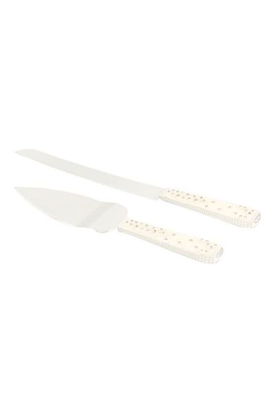 Dania 2-Piece Cake Knife Set White/Silver 1xCake Shovel 13x37x3, 1xLarge Knife 20cm