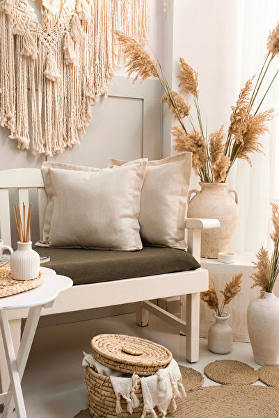 abidehanım غطاء ديكور كيرين طبيعي مسطح فاخر مكون من قطعتين مقاس 40 × 40