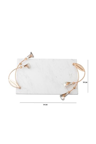 Dania Marble Top With Golden Metal Handles, Used For Presentations And Decorations