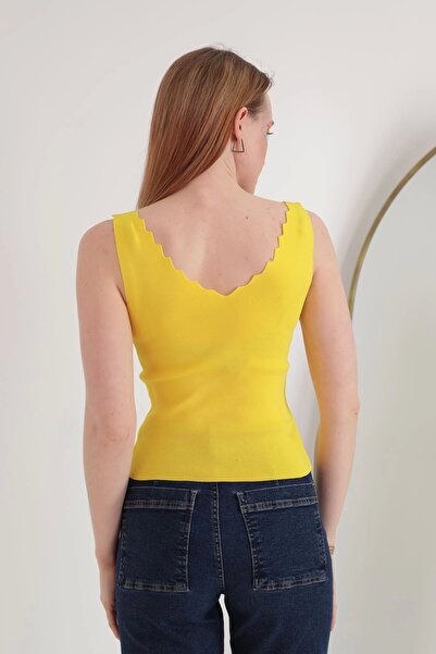 pier moda Knitwear Fabric Ladder Collar Women's Blouse-yellow