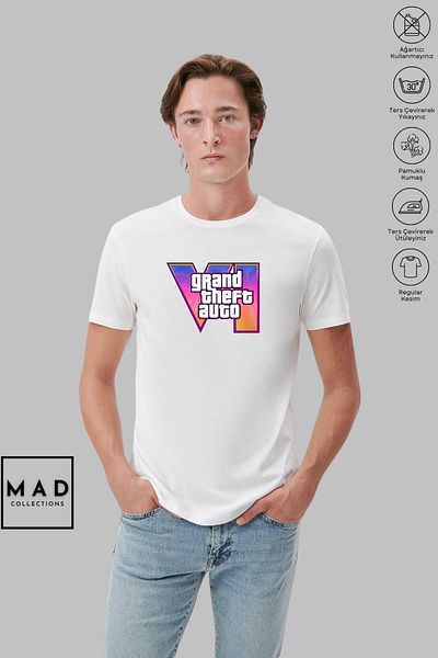 New Shine MAD COLLECTION Unisex Oversize Crew λαιμόκοψη βαμβακερό GTA 6 εμπριμέ κοντομάνικο μπλουζάκι
