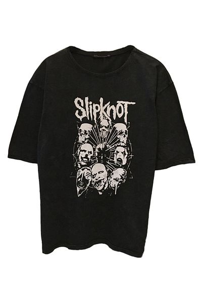 Pisa Art UNISEX OVERSIZE ΠΛΥΣΜΕΝΟ ΥΦΑΣΜΑ ROCK ΜΟΥΣΙΚΗ SLIPPKNOT ΕΚΠΤΩΜΕΝΟ ΓΚΡΙ ΜΠΟΥΜΕΛΟ