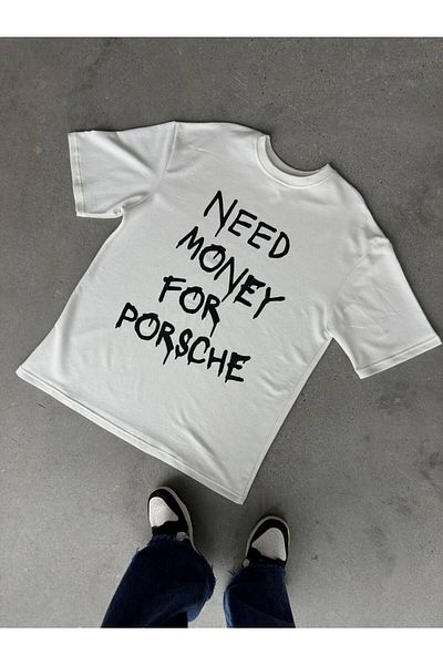 New Shine Χρειάζεστε χρήματα για μπλουζάκι Porsche Printed Oversize Crew Neck