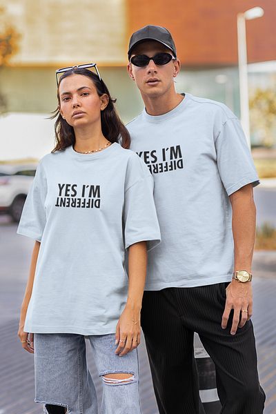 New Shine Μπλουζάκι Unisex Oversize Crew Neck Cotton Yes I'M Printed κοντομάνικο μπλουζάκι