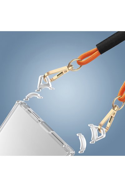 Techaks غطاء سيليكون Zore Snap متوافق مع Galaxy S24 Ultra مع وسادة هوائية وحزام مثبت - شفاف