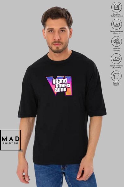 New Shine MAD COLLECTION Unisex Oversize Crew λαιμόκοψη βαμβακερό GTA 6 εμπριμέ κοντομάνικο μπλουζάκι