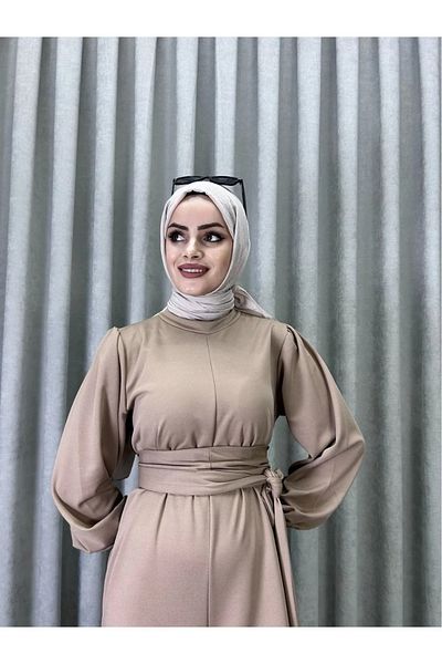 HB MODA COLLECTİON Wide Belt Wrapped Hijab Jumpsuit