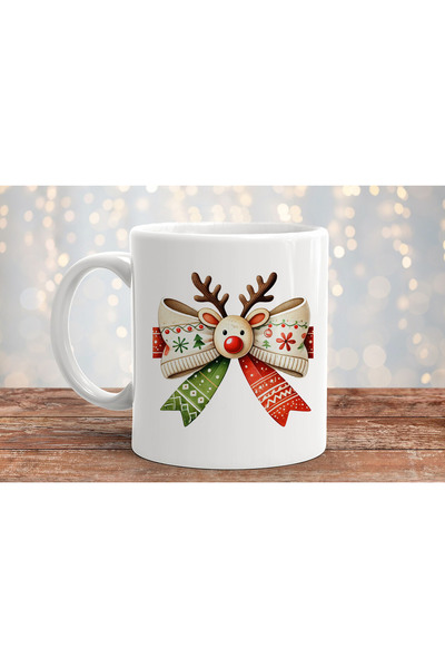 MODA كوب بورسلين هدية مطبوع عليه غزال عيد الميلاد المجيد