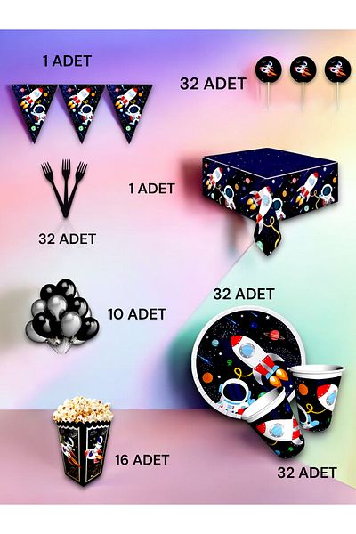VibeHome Space Themed Luxury Set for 32 - Birthday Party and Fun Events