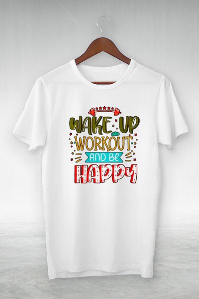 New Shine Alb - trezește-te, antrenează-te și fii fericit -desen ilustrație - tricou design VIP