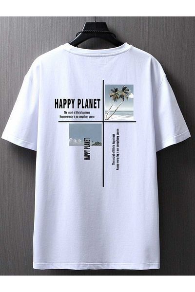 New Shine Μπλουζάκι Unisex Crew Neck με εμπριμέ βαμβακερό κοντό μανίκι