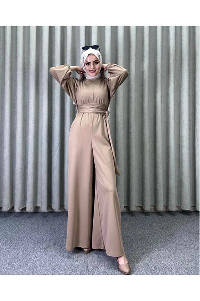 HB MODA COLLECTİON Wide Belt Wrapped Hijab Jumpsuit
