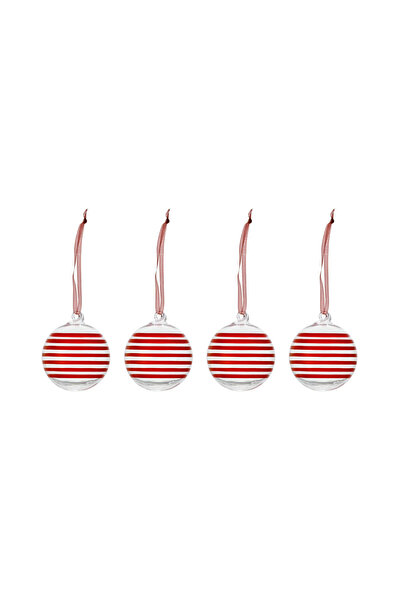 IKEA VINTERFINT ağaç süsü, cam-kırmızı, 6 cm, 4 adet