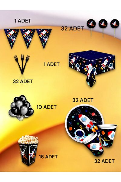 VibeHome Space Themed Luxury Set for 32 - Birthday Party and Fun Events