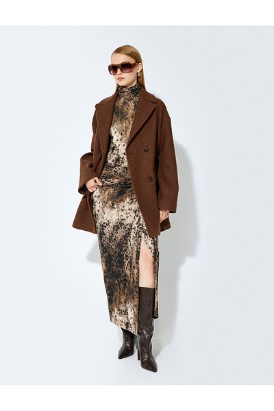 Koton X Şahika Ercümen - Slim Fit Color Transition Patterned Long Skirt with Knot Detail