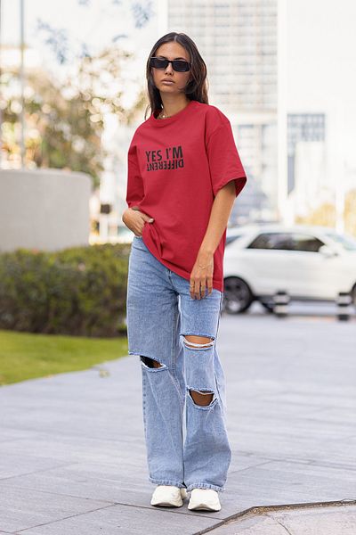 New Shine Μπλουζάκι Unisex Oversize Crew Neck Cotton Yes I'M Printed κοντομάνικο μπλουζάκι