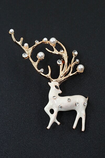KEEBA Masalının asil ruhu Ren geyiği kadın broş Gold boynuzlu pırlanta taşlı incili geyik broş yaka iğnesi