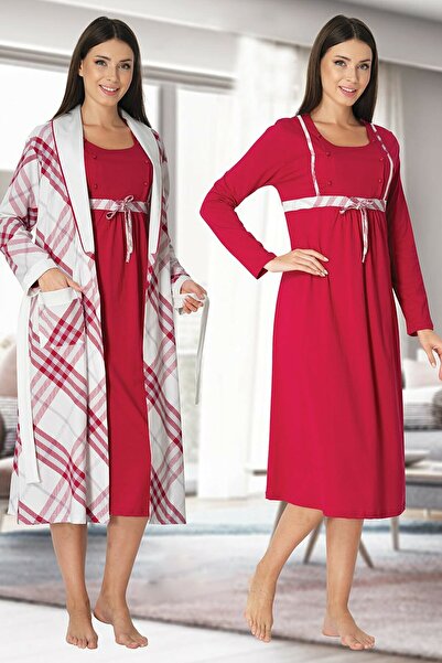 by İGP طقم ثوب نوم للحوامل باللون الأزرق الداكن للنساء