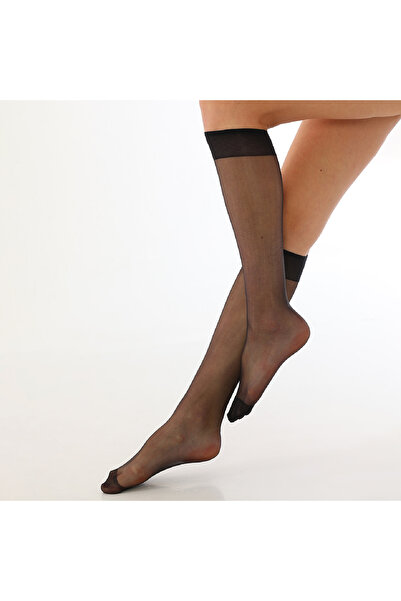 SiaLess Lingerie Women's 15Combed Underpants Black Shiny Socks