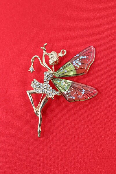 KEEBA Bir dilek tut Peri kızı broş Pırlanta taşlı gold kanatlı peri kızlı tas...