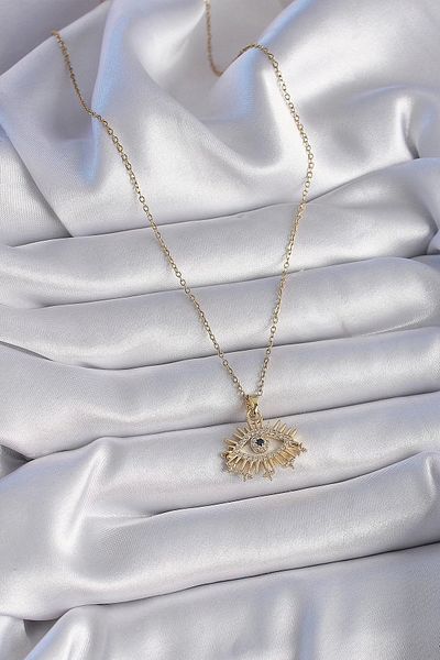 Clariss 316L Steel Gold Color Chain Zircon Stone Eye Figure Women's Necklace