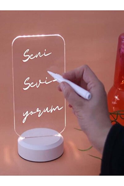 ARVALE Yazı Yazılan Özel Kalemli Silgili Romantik Hediye Gece Lambası Ve Notluk-Masa Üstü Baş ucu Hediyelik