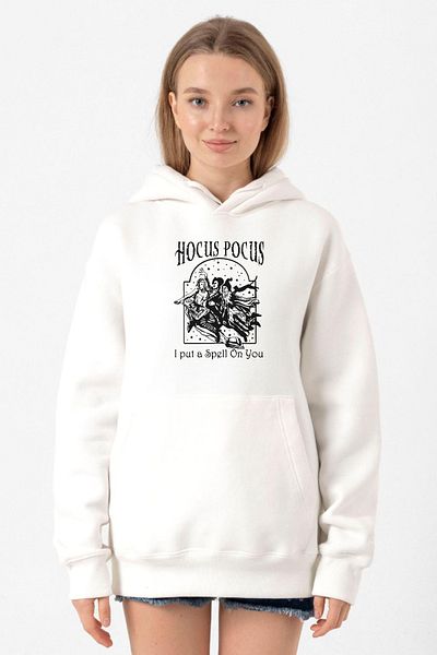 Tshirthane Hocus Pocus White Women's Hooded Sweatshirt - 3Ip