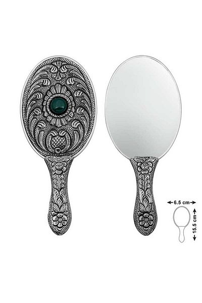 Skygo Silver Agate Stone Hand Mirror