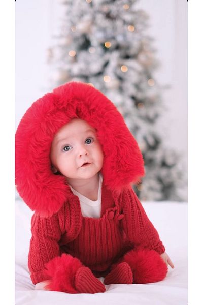 Nipperland New Year's Collection Sheep Wool Fur Baby Romper Set