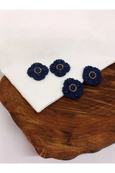 kaikosa Custom Design, Handmade Polymer Clay Navy Blue Authentic Handmade Handmade Earrings